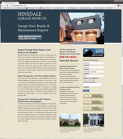 Hinsdale Garage Door Website Homepage