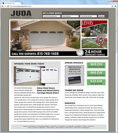 Juda Garage Door Website Homepage